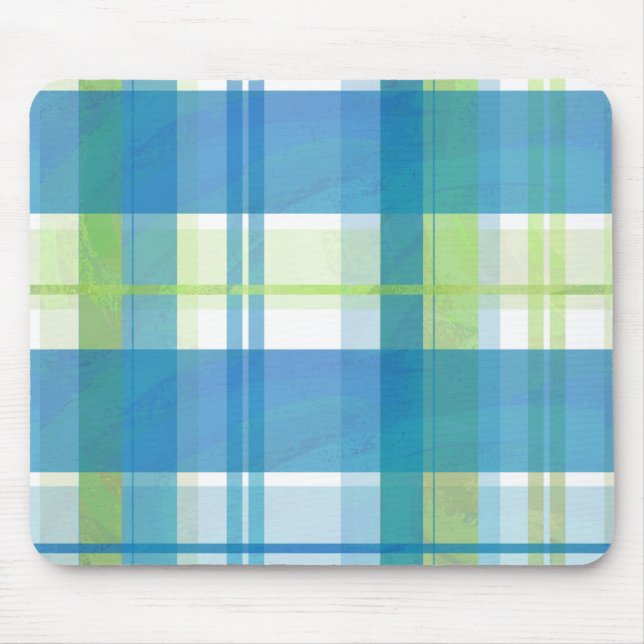 Mousepad Madras Xadrez Verde e Azul (Frente)