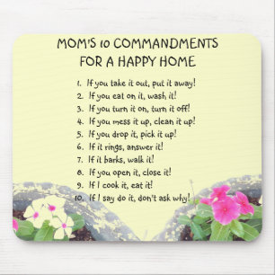 Mousepad Mãe 10 Painel de Mouse de Mandamentos