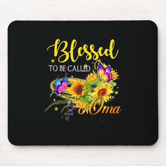 Mousepad Mãe Arte Abençoada A Ser Chamada Oma Sunflower (Frente)