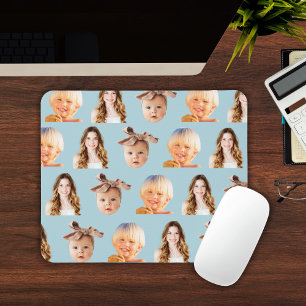 Mousepad Mãe Azul Suave de 3 Crianças Foto Personalizada
