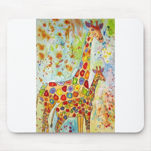 Mousepad Mãe Colorida e Girafas Bebê (Frente)