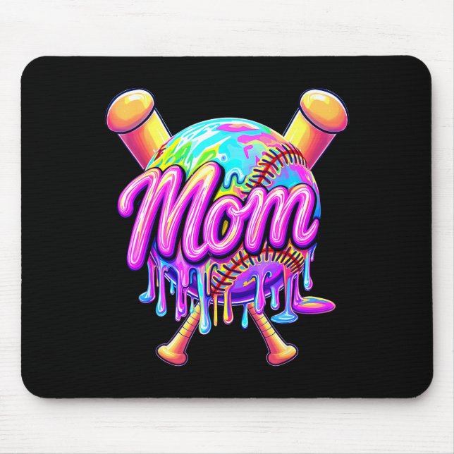 Mousepad Mãe de beisebol drip fofo gravata tingimento beise (Frente)