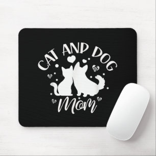 Mousepad Mãe de Gato e Cachorro Garota Amante de Cachorros