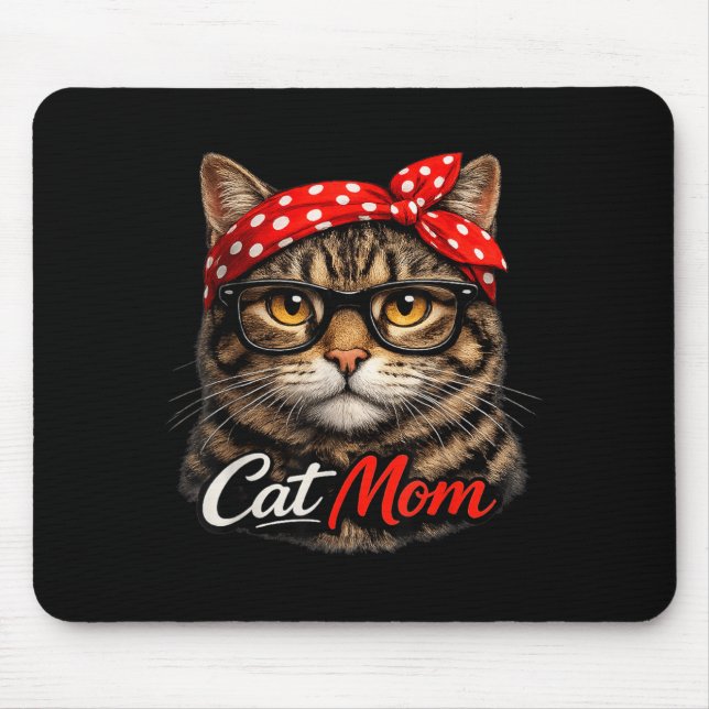Mousepad Mãe de Gato Engraçada Amantes de Gatos Fofo Dia da (Frente)