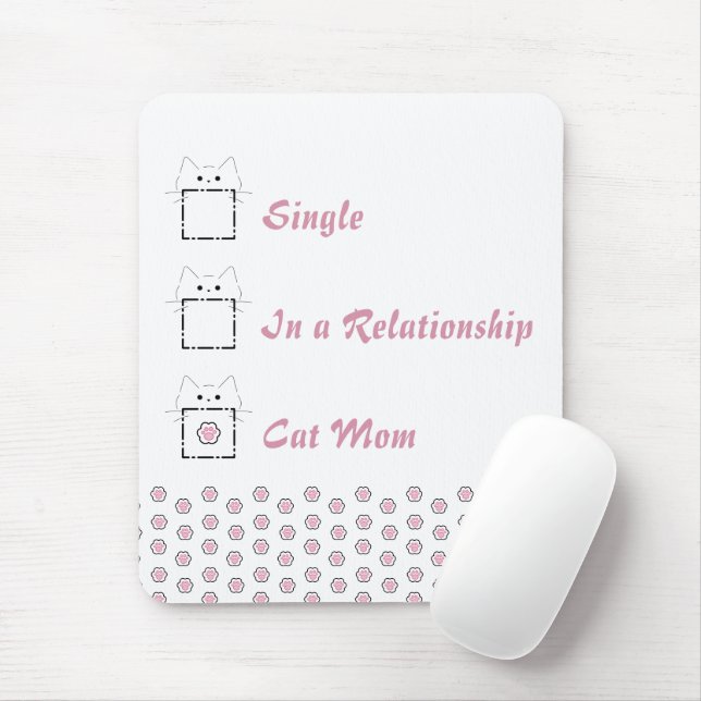 Mousepad Mãe de Gato Gato Fofo Pata Branca & Rosa (Com mouse)