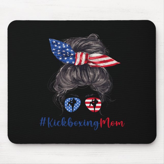 Mousepad Mãe de Kickboxing Bandeira Americana Presente do D (Frente)
