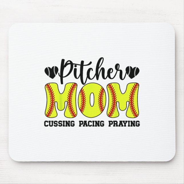 Mousepad Mãe Divertida de Softball de uma Mãe de Softball  (Frente)