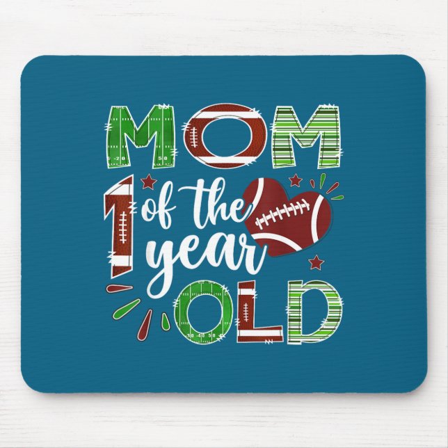 Mousepad Mãe Do Menino De 1 Ano De Futebol Primeiro Anivers (Frente)