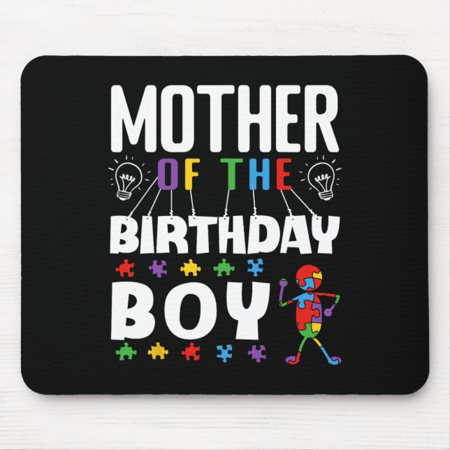 Mousepad Mãe do Menino de Aniversário Puzzle de Conscientiz (Frente)
