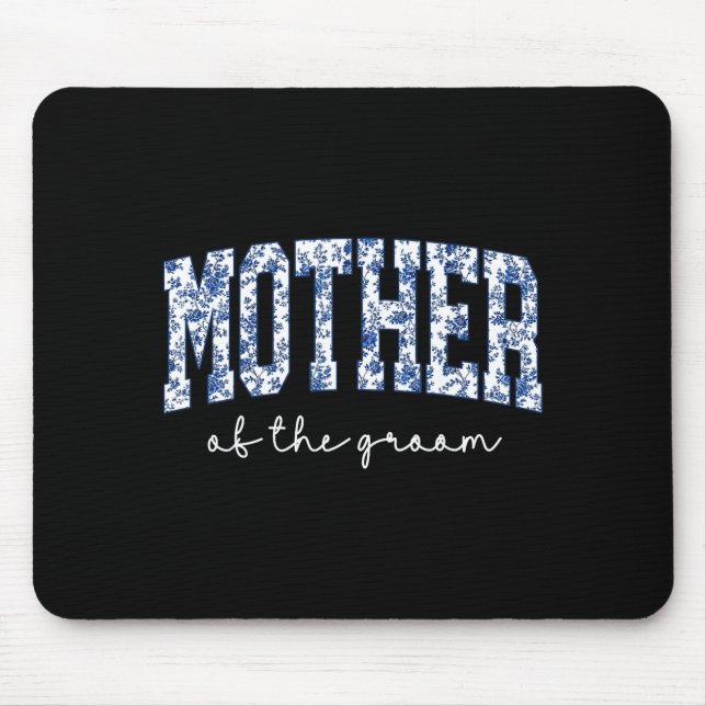 Mousepad Mãe do Noivo Azul Floral Toile Combinando (Frente)