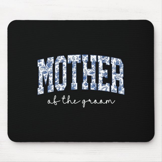 Mousepad Mãe do Noivo Azul Floral Toile Combinando (Frente)