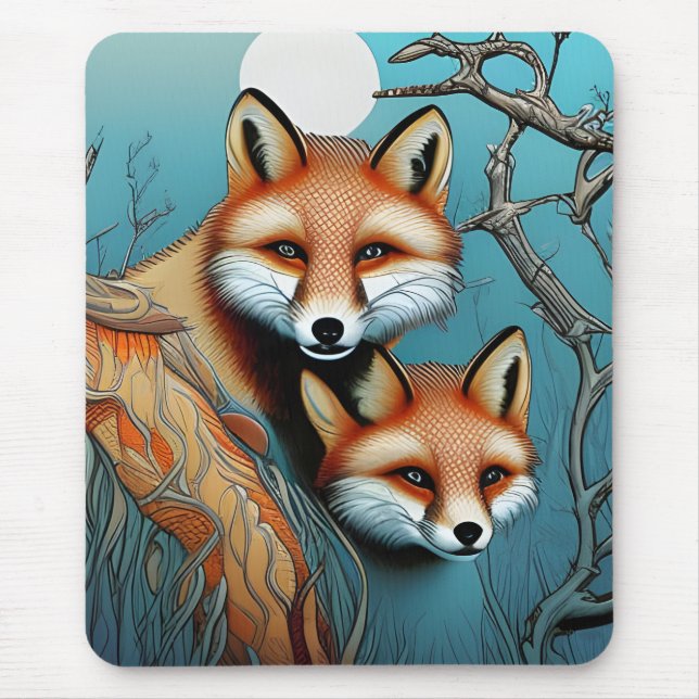 Mousepad Mãe e Bebê Raposa Vermelha (Frente)