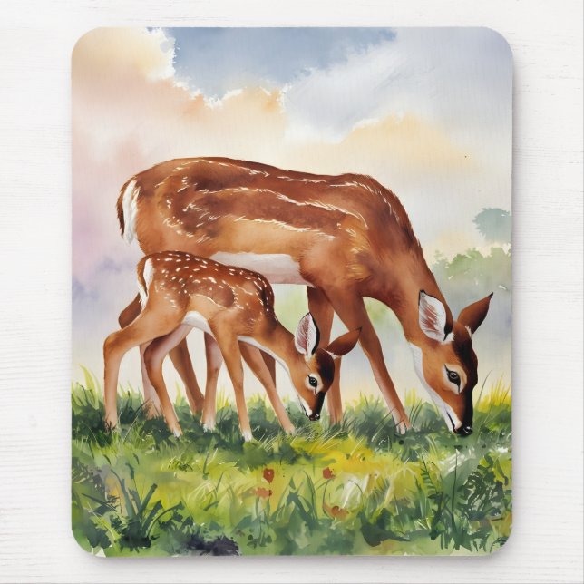 Mousepad Mãe e Bebê Veado Pintados (Frente)