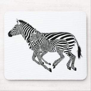 Mousepad Mãe e Filho da abstrato Zebras