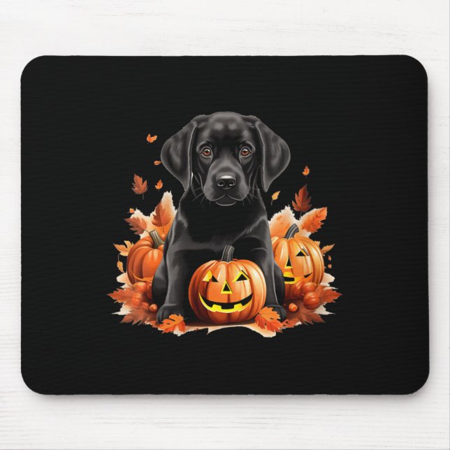 Mousepad Mãe e Pai de Cachorro Black Lab no Dia das Bruxas  (Frente)