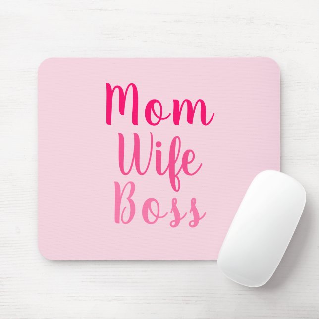 Mousepad Mãe Esposa Chefe na moda de script personalizado r (Com mouse)