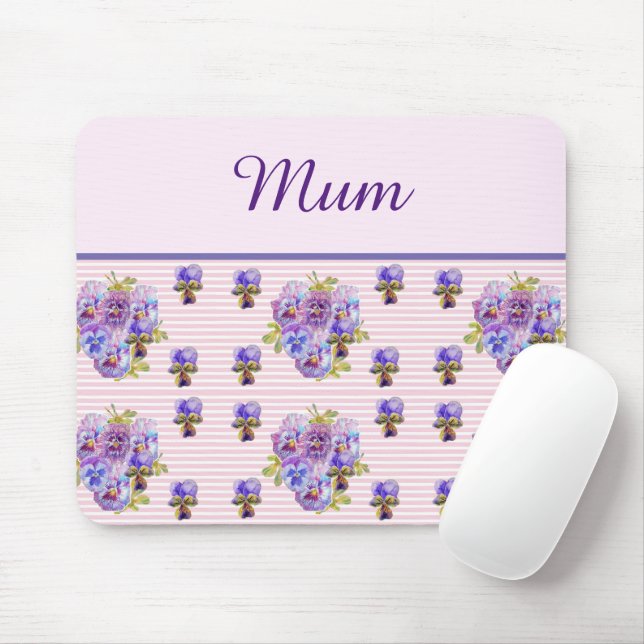 Mousepad Mãe floral cor-de-rosa com barra fluorescente (Com mouse)