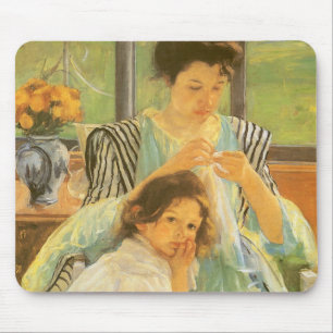 Mousepad Mãe jovem costurando por Mary Cassatt, Arte Vintag
