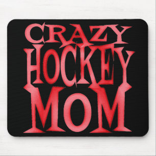 Mousepad Mãe maluca de Hockey em Vermelho Louco