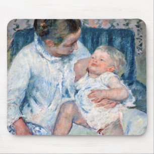 Mousepad Mãe prestes a lavar seu filho sonolento, Cassatt