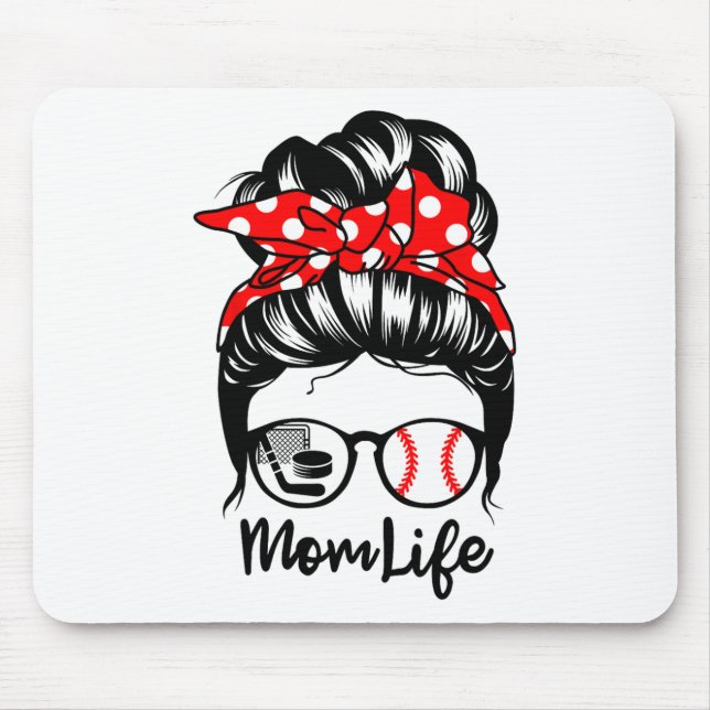 Mousepad Mãe Vida Mensageira Cabelo de Arma Engraçado Baseb (Frente)