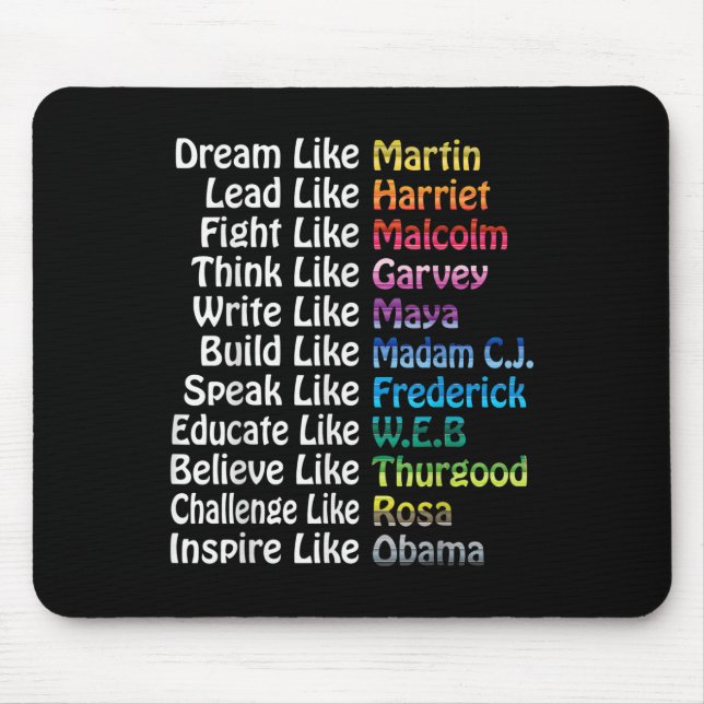 Mousepad Mães de Líderes Influentes do Histórico Preto Insp (Frente)