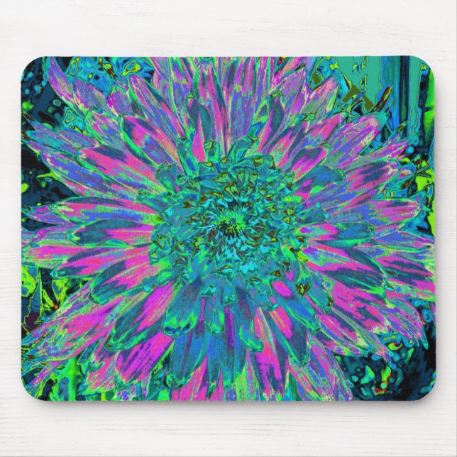 Mousepad Magenta Psicodélica Aqua e Verde limão Dahlia (Frente)