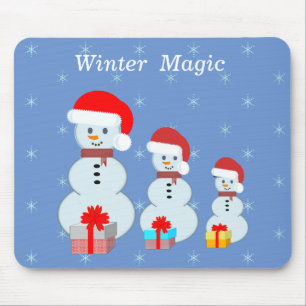 Mousepad Magia de inverno homens de neve & flocos de neve