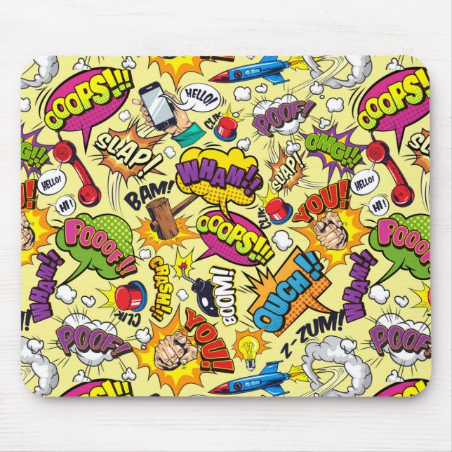 Mousepad Magia do mouse com Pop de arte em quadrinhos retrô (Frente)