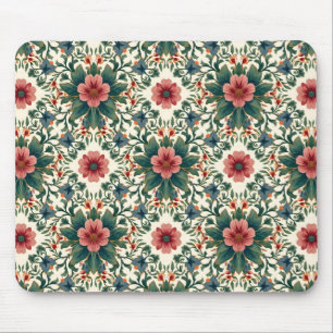 Mousepad Magia Floral Boho - em Tons de Verde e Rosa