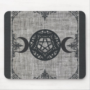 Mousepad Magia Negra Triplo Pentagrama da Lua Vintage Wicca