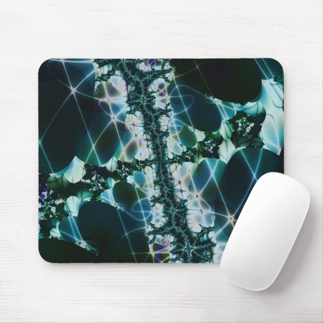 Mousepad Mágica | Arte Fractal Azul e Verde (Com mouse)