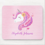 Mousepad Mágica Personalizada Face de Brilho Magnético<br><div class="desc">Um bonito e mago rosto de unicórnio decora isto de volta para o mouse pad da escola. Faça-o seu adicionando seu nome. Excelente para meninas de volta à escola. Projetado para você pelo Blackberry Boulevard.</div>