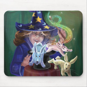 Mousepad Mágico puxando coelhos de um chapéu