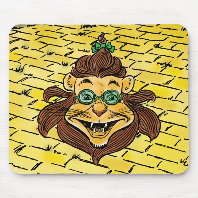 Mousepad Mágico Vintage de Oz, Leão com Óculos (Frente)