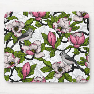 Mousepad Magnólia florescente e pássaro-do-titrato