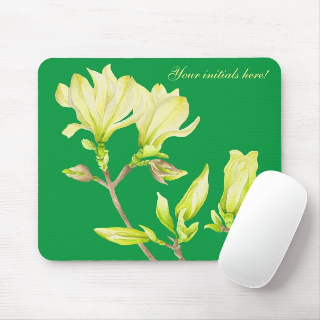 Mousepad Magnolias amarelas em um teclado de mouse (Com mouse)