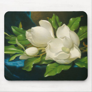 Mousepad Magnólias gigantes em um pano azul de veludo