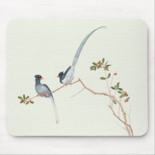 Mousepad magpies azuis Vermelho-faturados, bagas de um