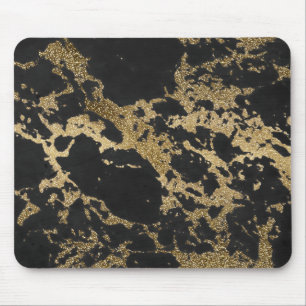 Mousepad Magro mármore preto de ouro falso moderno