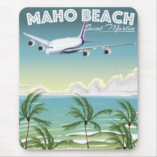 Mousepad Maho Beach Santo Martin plane poster