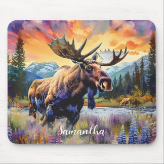 Mousepad Maiestosa Moose nas Montanhas