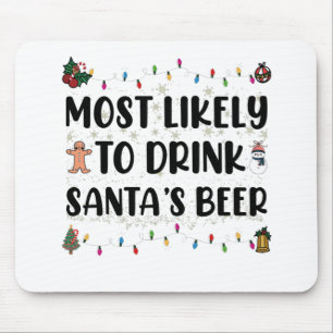 Mousepad Mais Propenso a Beber a Cerveja do Papai Noel Nata
