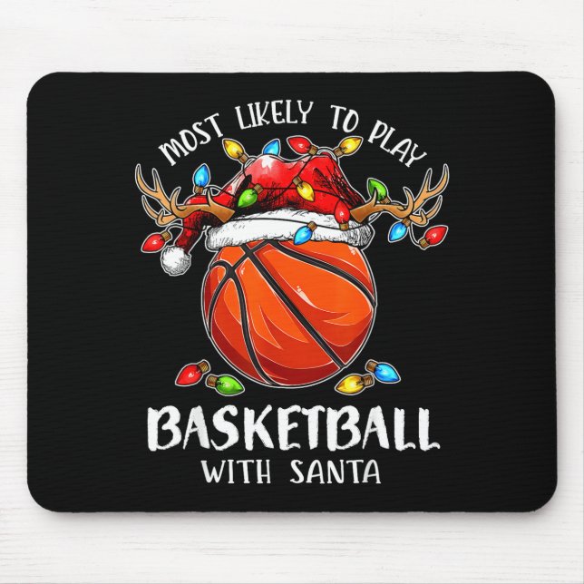 Mousepad Mais Propenso a Jogar Basquete com o Papai Noel Na (Frente)