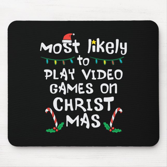 Mousepad Mais Provável Jogar Vídeo Jogo Natal Família Xmas (Frente)