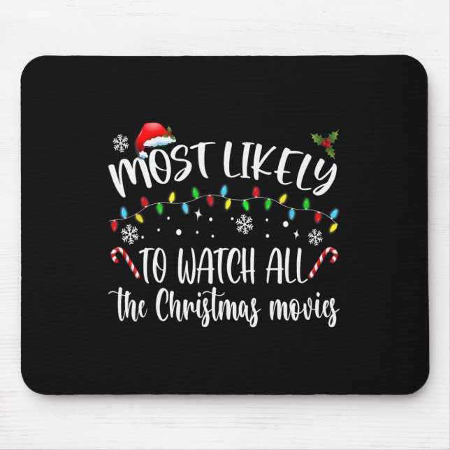 Mousepad Mais Provável Para Ver Todos Os Filmes De Natal Fa (Frente)