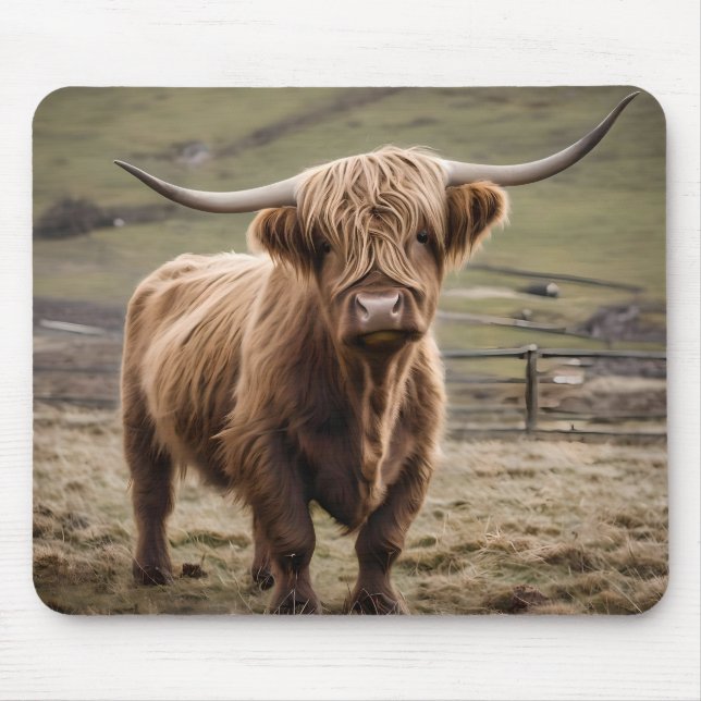 Mousepad **"Majestade Furry: A Vaca do Planalto Wooly Brown (Frente)