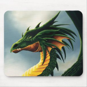 Mousepad Majestoso Dragão Verde Esmeralda Fantasia