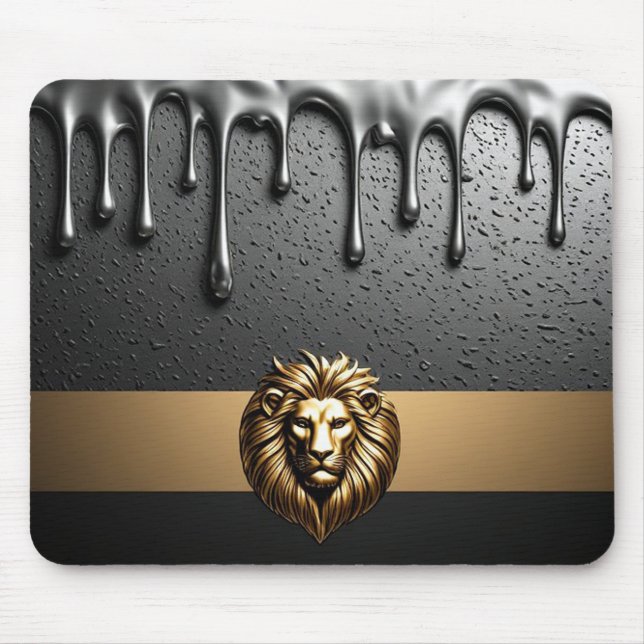 Mousepad Majestoso Emblema de Leão Dourado Tema Real 🦁 (Frente)