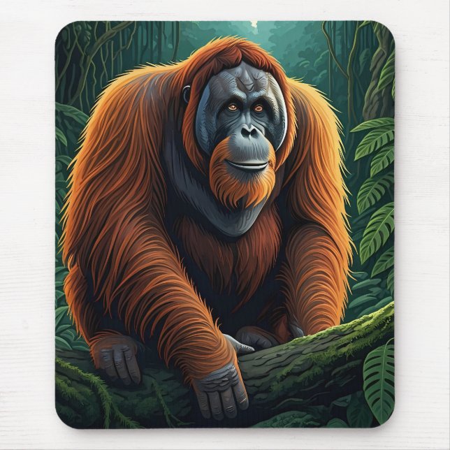 Mousepad Majestoso orangotango na selva (Frente)